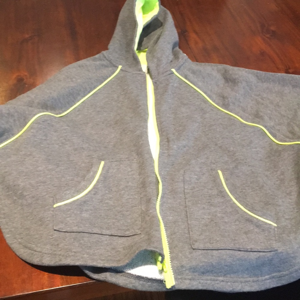 Grey and neon yellow poncho
